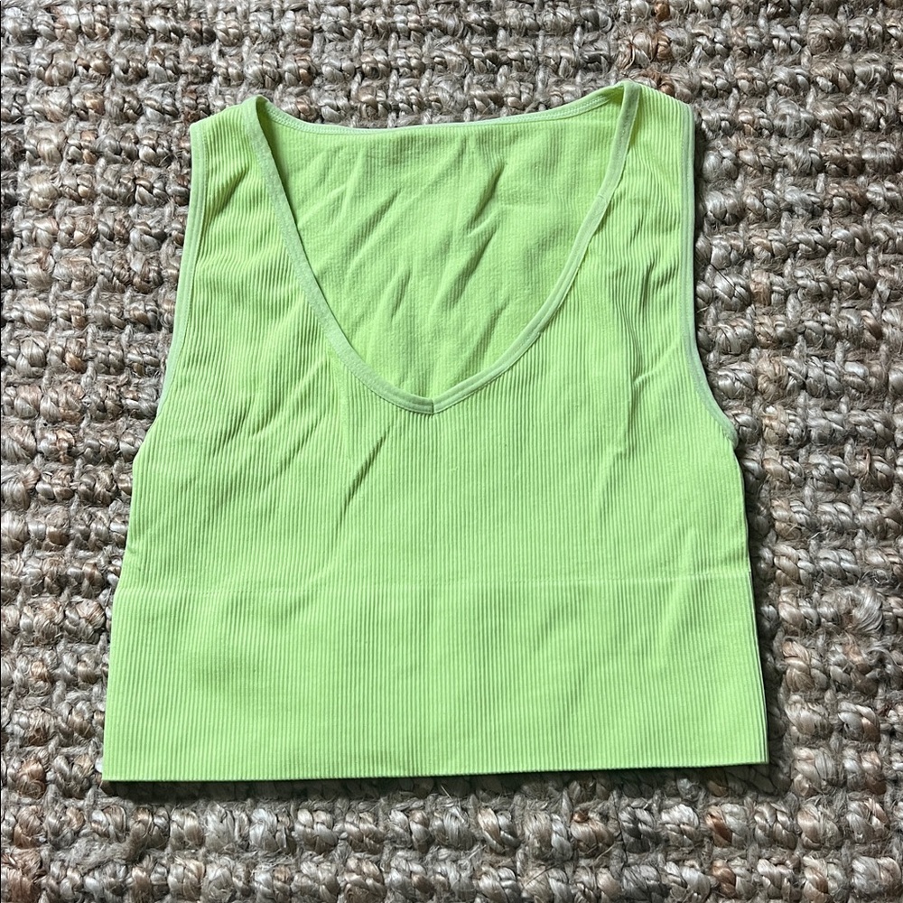 Lime Green Ribbed Tank Top